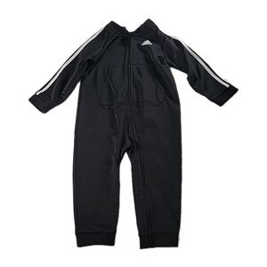ADIDAS TODDLER One Piece Romper 18 Months Black Unisex ZIPPER‎ STRIPES